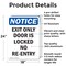 Signmission Exit Sign, Aluminum, 18 in W, 24 in H, Exit Only Door Is Locked No Re-Entry OS-2PACK-NS-A-1824-V-12227 - alternate 2
